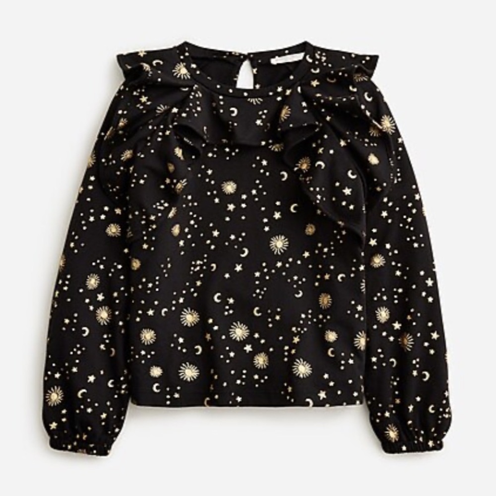 Crewcuts Black and Gold Ruffle top